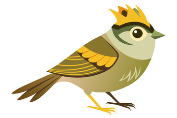 Golden crowned kinglet vector art illustration