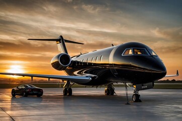 Fototapeta premium The business Jet plane is parked at the airport.Luxury class.