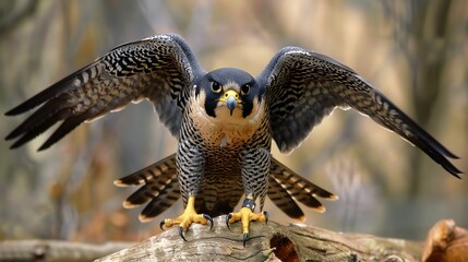 A Striking Peregrine Falcon with Wings Spread