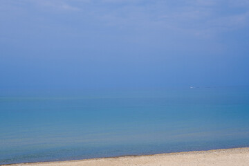 The beach and blue sky on the Lake Huron