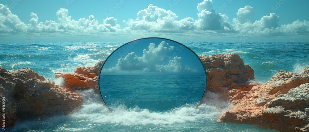 Poster mirror that shows the world not as it is but as it could be offering a new perspective on potential 