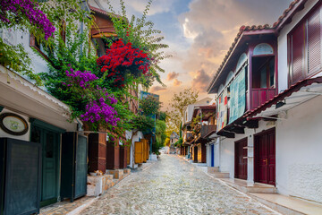 Colorful street view in Kas Town of Turkey.