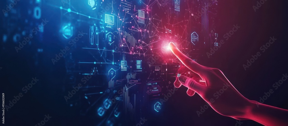 Poster Hand Interacting with Holographic Data Interface