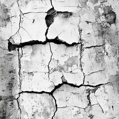 Obraz premium Cracked wall texture black and white 