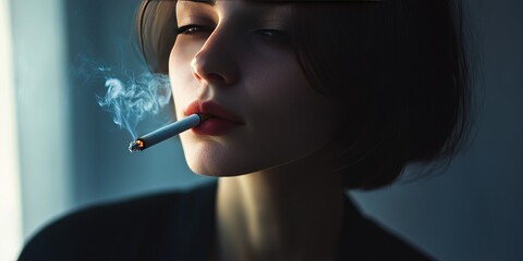 Fototapeta premium woman smoking cigarette