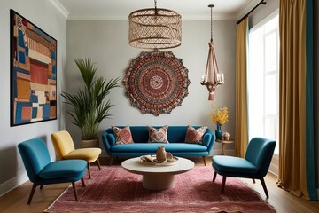 Whimsical Nomadic Interior Space Composition with Refined Design and Modern Aesthetic