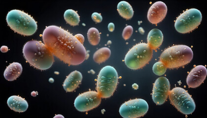 Naklejka premium Unicellular organisms or protozoa, single-celled organisms microorganisms such as archaea, bacteria or protists swim in water