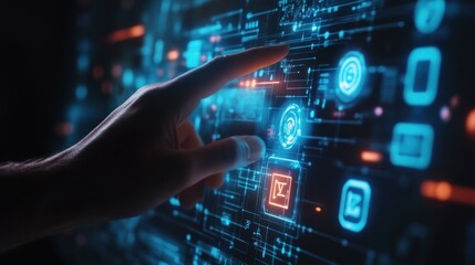 Hand Interacting with Futuristic Interface