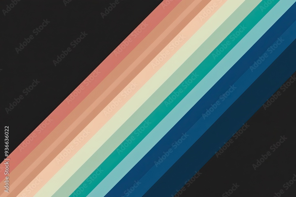 Poster vibrant diagonal gradient background in cobalt peach and mint on luxurious black canvas