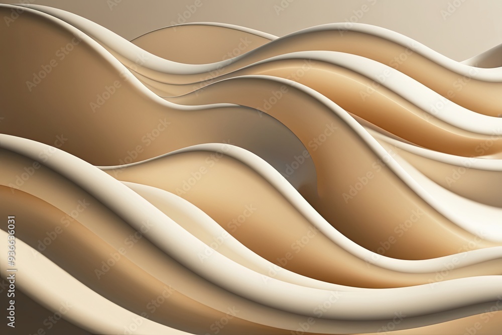 Aufkleber 3d abstract wave design with cream light and smooth gradient effects