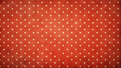 Retro-inspired background featuring a whimsical arrangement of small, white polka dots scattered across a warm, rich red vintage textured surface, evoking nostalgia and charm.
