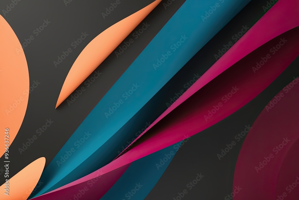 Poster contemporary gradient background in azure papaya and ruby on dark charcoal canvas