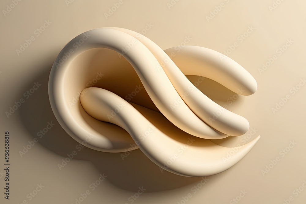 Poster 3d abstract wave design with soft cream lighting and smooth gradient effects