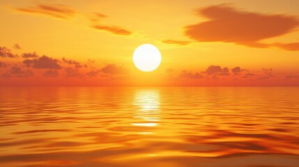 Golden Sunset Over Rippling Ocean Waters