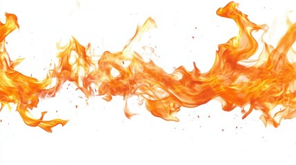 Fototapeta premium Abstract Orange Flames on a White Background