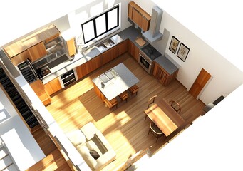 Modern Kitchen Design with Wooden Cabinets and Island