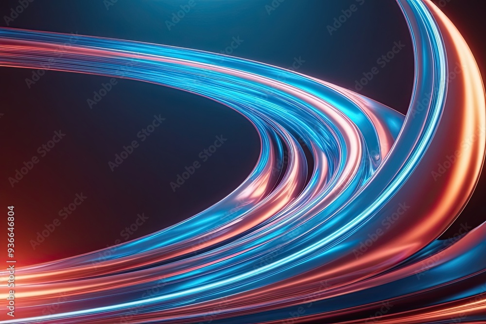 Poster vibrant luminous 3d textures with abstract curves and dynamic flow