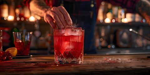 Barman preparando um coquetel