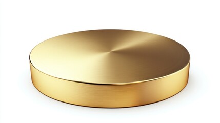 Circular Golden Platform with Brushed Metal Texture