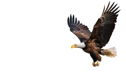 Obraz premium american bald eagle - Haliaeetus leucocephalus - is a bird of prey found in North America, mottled feather colors, isolated cutout on white background