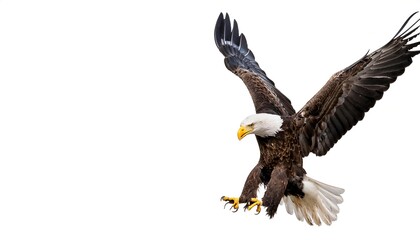 Obraz premium american bald eagle - Haliaeetus leucocephalus - is a bird of prey found in North America, mottled feather colors, isolated cutout on white background