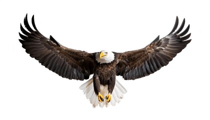 Obraz premium american bald eagle - Haliaeetus leucocephalus - is a bird of prey found in North America, mottled feather colors, isolated cutout on white background