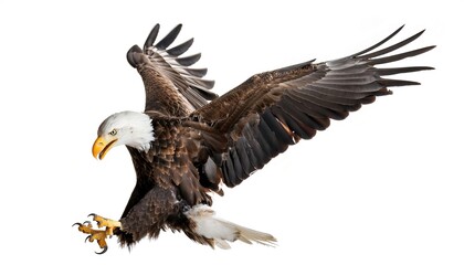 Obraz premium american bald eagle - Haliaeetus leucocephalus - is a bird of prey found in North America, mottled feather colors, isolated cutout on white background
