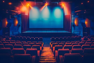Empty Movie Theater Seats Facing the Screen