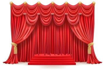 Red Stage Curtains with Golden Tassels