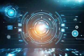 Obraz premium Futuristic Backdrop for Technology, Analysis, Sound, and Visuals
