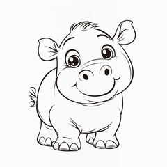 Obraz premium cute kawaii hippo for coloring page