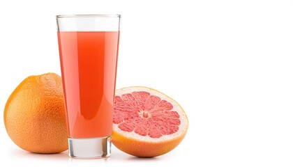 fresh home made grapefruit juice squeezed in glass with fresh