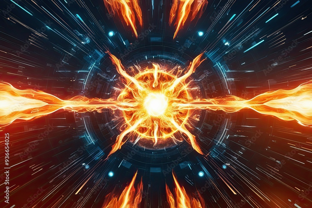Poster abstract fiery technology background with dynamic energy and modern graphic patterns