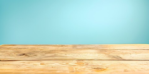 Fototapeta premium Light Blue Background Wooden Table Top