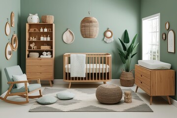 Sustainable Wooden Nursery Designs in Serene 3D Visualizations for Cozy Baby Spaces