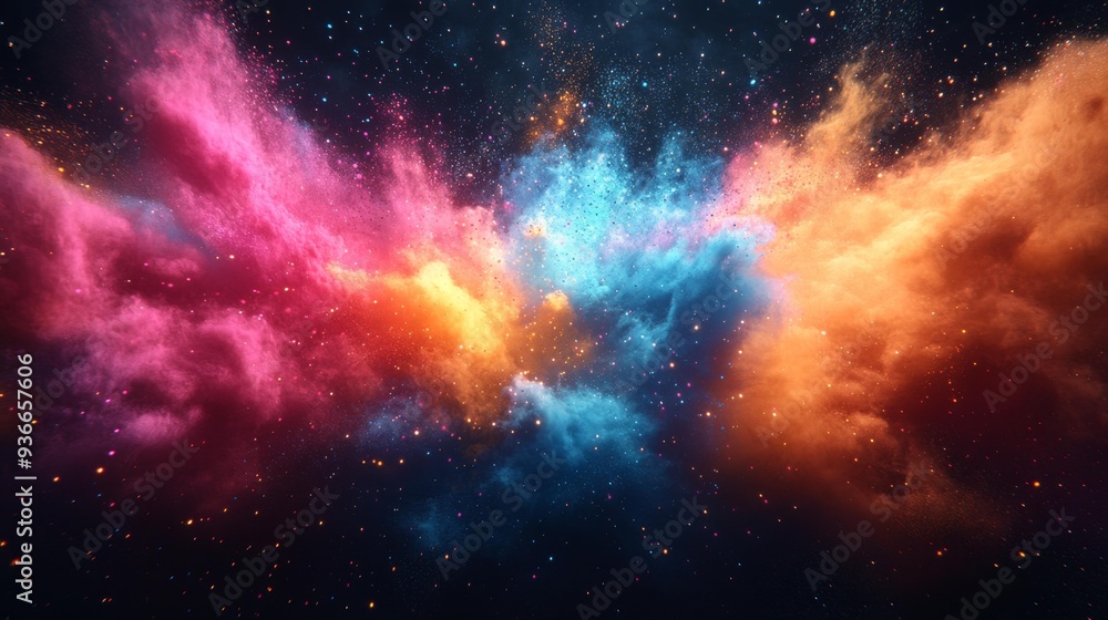Wall mural cosmic explosion of colors - generative ai