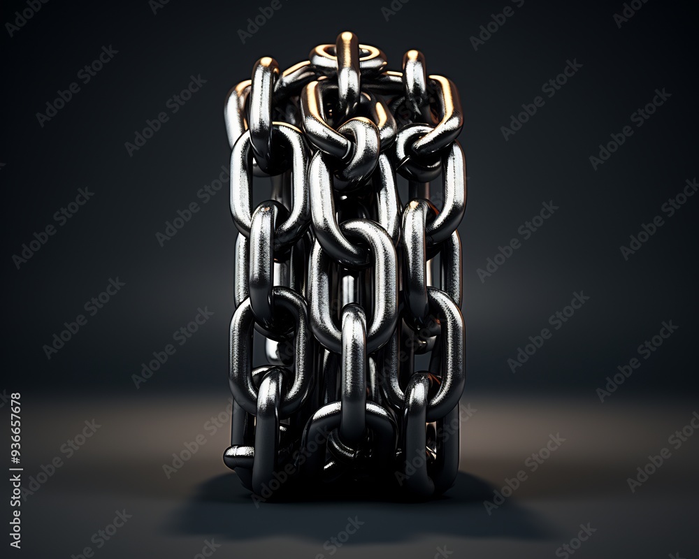 Poster vector illustration of a single unbreakable chain link symbolizing strength and resilience visualizi