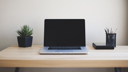 Fototapeta premium Clean and modern workstation with monitor setup