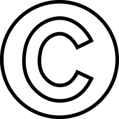 Fototapeta premium Copyright Icon. Trademark Copyright Protection C Mark flat and line Vector Sign isolated on transparent background Suitable for Apps and Websites UI Designs. Business product license