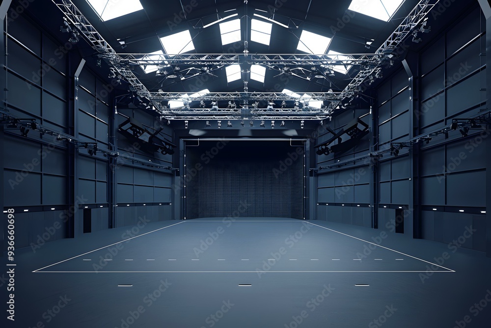 Poster Empty Stage with Lighting Rig and Grid