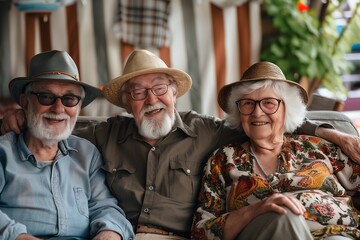 Fototapeta premium Beautiful grandfathers and grandmothers friends