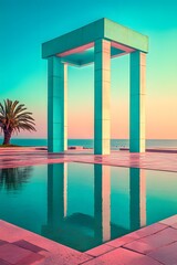 Modern Minimalist Architecture at Sunset