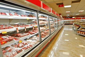 Meat Display in a Grocery Store