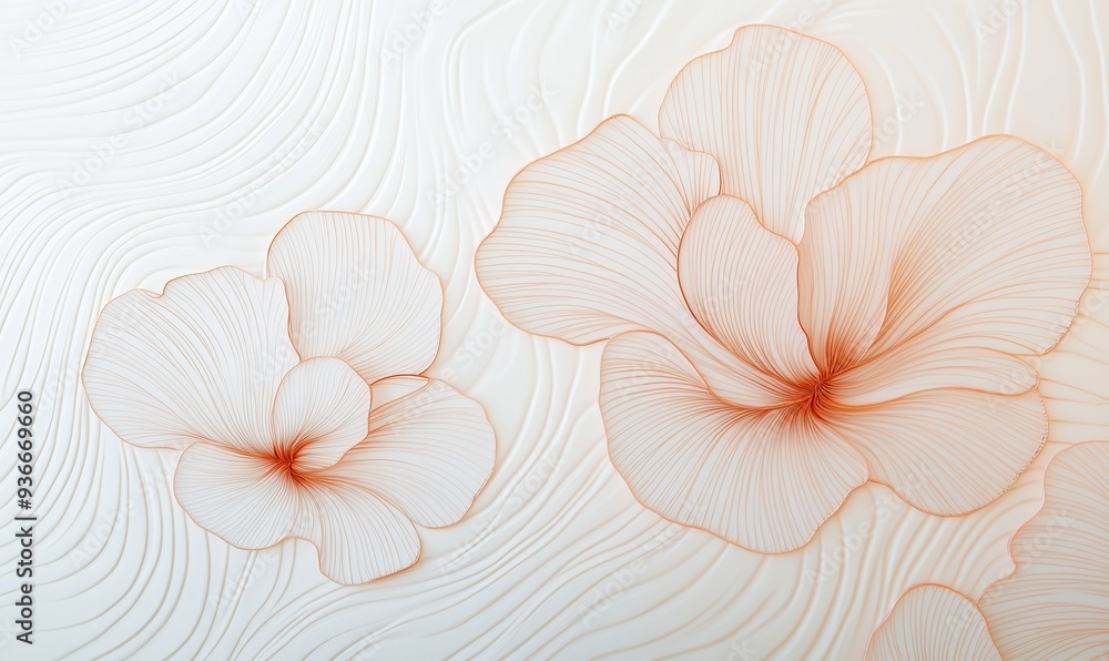 Poster a drawing of two flowers with a white background. the flowers are drawn in a very detailed and intri
