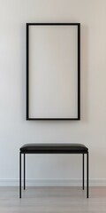Black Frame on White Wall with Black Leather Bench