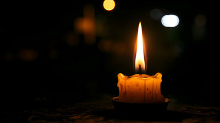 A single candle burning in the dark, symbolizing an idea lighting up the darkness.