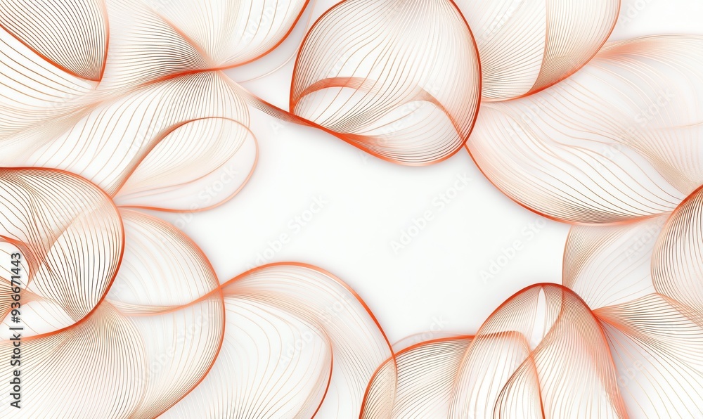 Poster a series of orange and white lines that form a heart shape. the lines are wavy and overlapping, crea