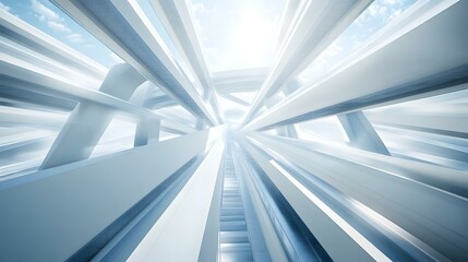 Naklejka premium Abstract White Architectural Design with Stairway Leading Upwards