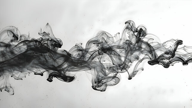 A single droplet of ink in water, spreading out and creating abstract patterns.
