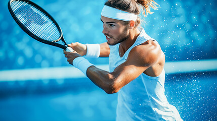 Top view of an athlete playing padel tennis.